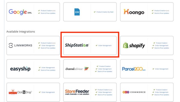 OnBuy Available Integrations with ShipStation tile highlighted