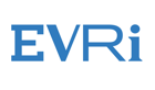 Evri logo, blue letters, white background