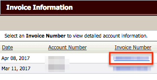 UPS Invoice number with censored number highlighted.